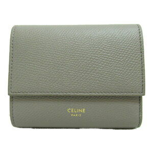 Celine Trio Field Wallet Tri fold Leather Gray